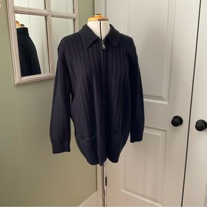 RETREAT,  BLACK CABLE CARDIGAN,    SIZE: M